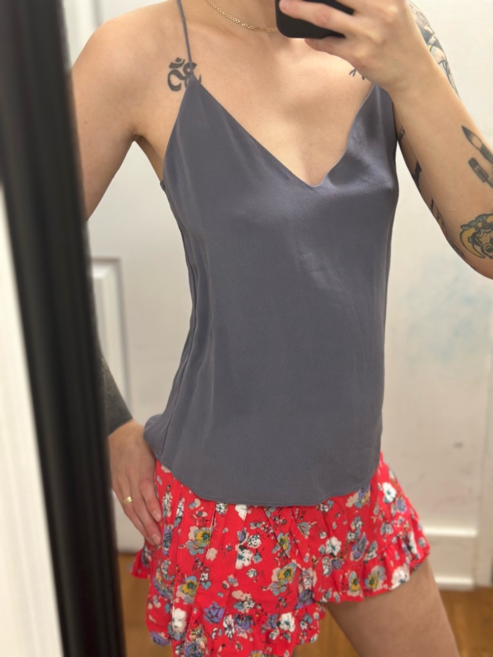 J. Crew Silk Slip Cami Tank Top in Slate Gray